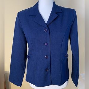 EUC Pants Suit: Summer Weight, Blazer & Slacks, Tailored, Slate Blue, High Waist